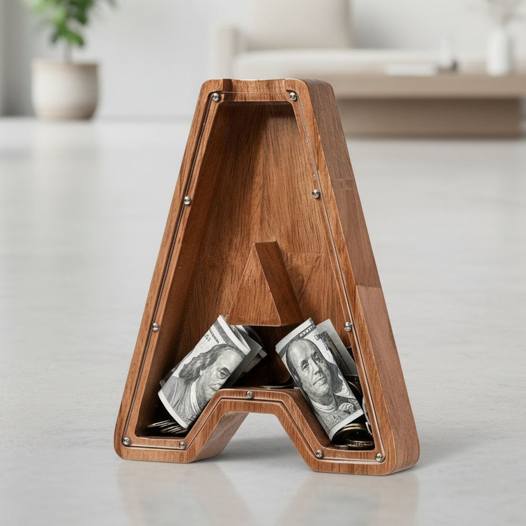 Alphabet Money Bank with Initial "A" 9 inch tall