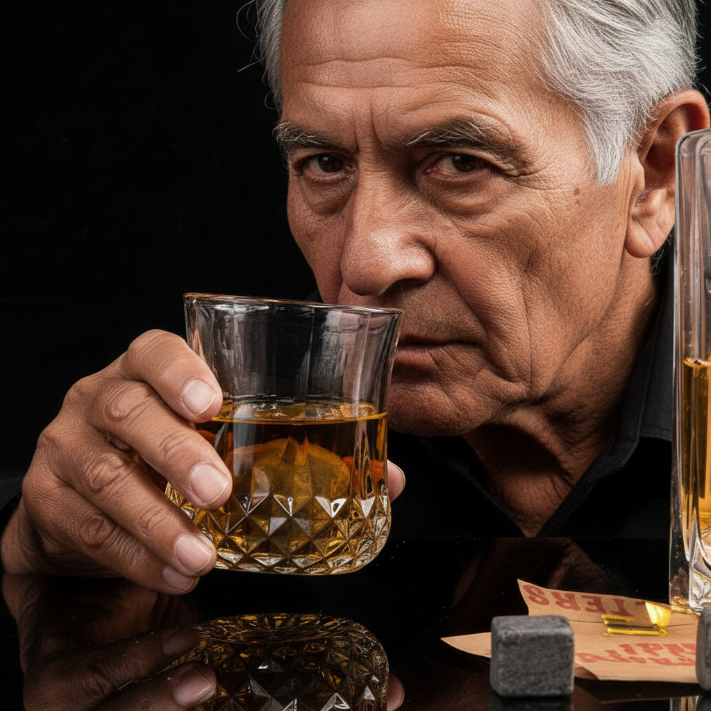 Whisky Chilling Stones & Glass Gift Set in in Wooden Gift box