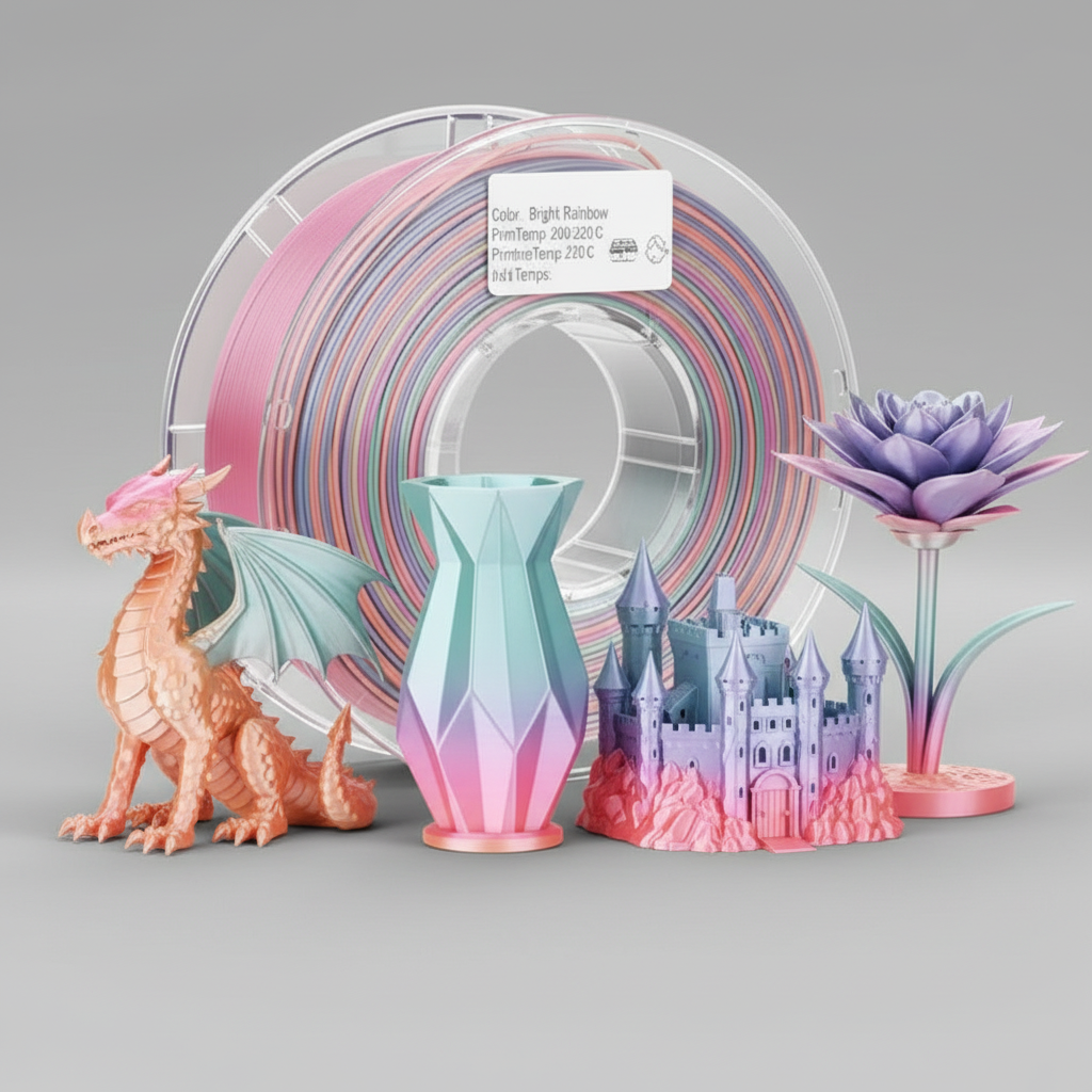 Silk Candy Color 1.75mm 3D Printer PLA Filament 2.2 lb (1 kg)