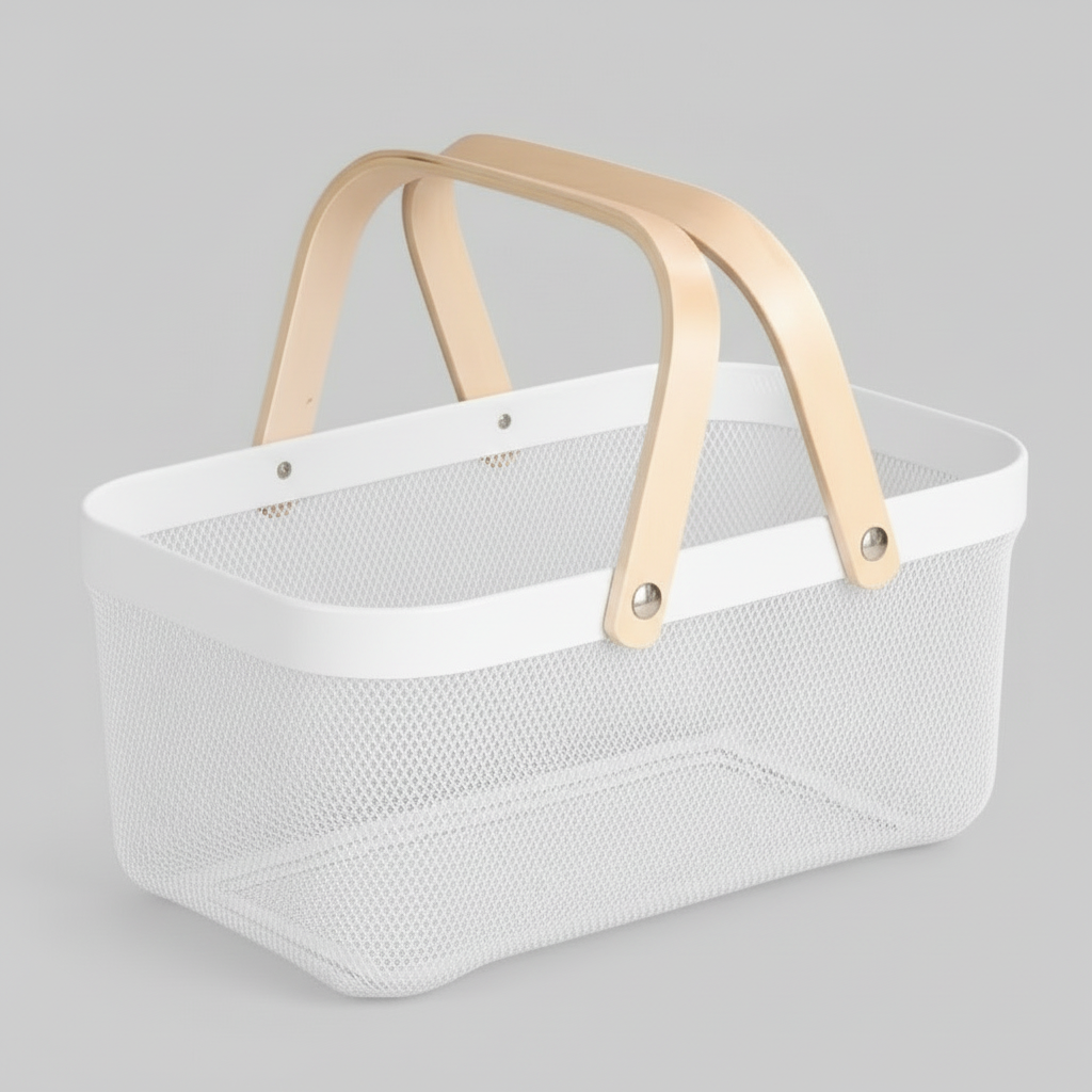 Eco-friendly Household Basket, 18qt, Two Wooden Handles