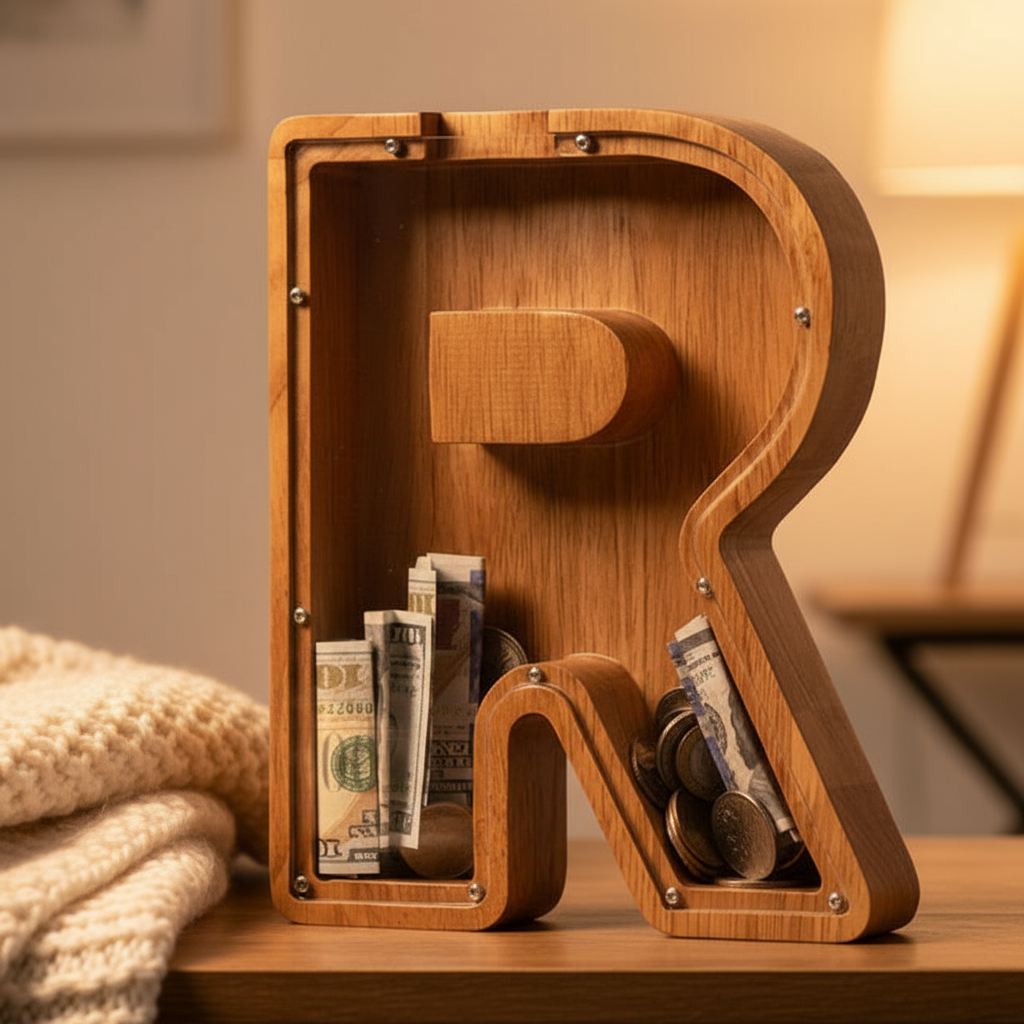 Alphabet Money Bank with Initial "R" 9 inch tall