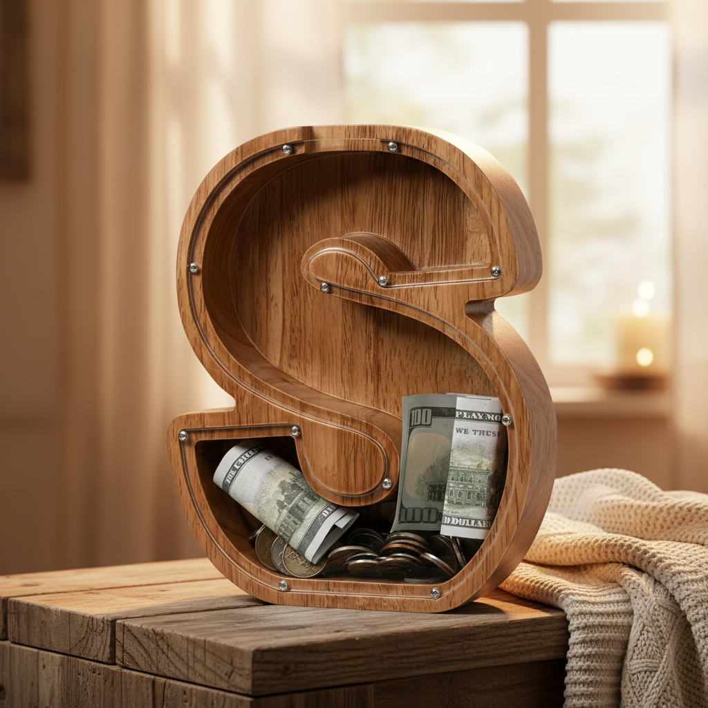 Alphabet Money Bank with Initial "S" 9 inch tall