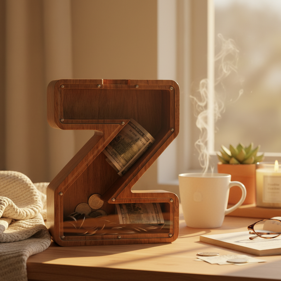 Alphabet Money Bank with Initial "Z" 9 inch tall