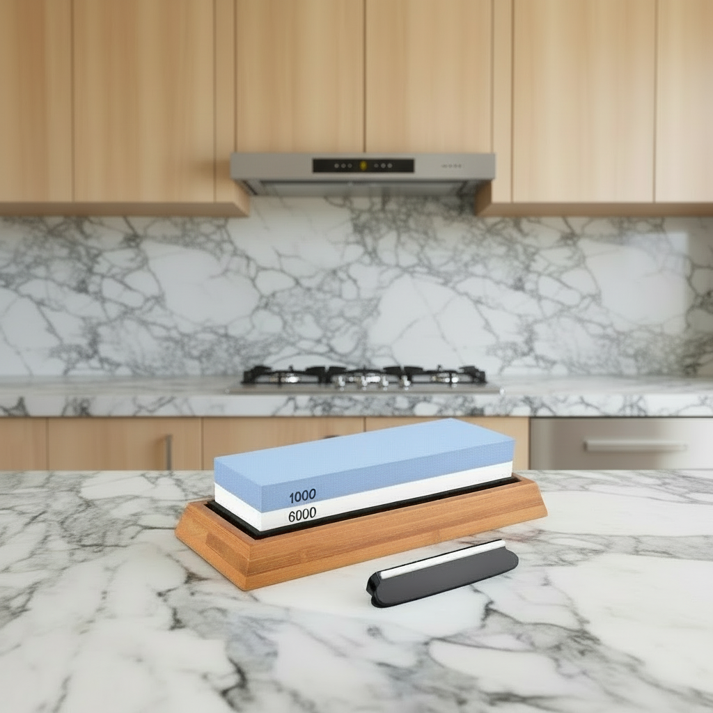 Knives Sharpening Water Stone, with a bonus Angle Guide