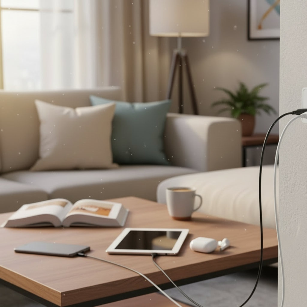 6 Outlets Charging Station, Black,  Extra High Power 160W