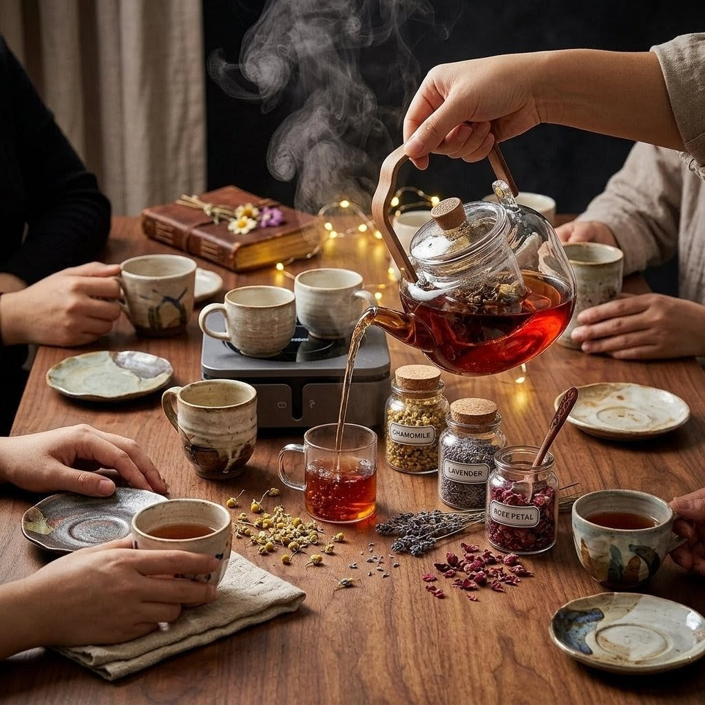 Borosilicate Glass Teapot, Walnut Lid & Handle, 34 Oz