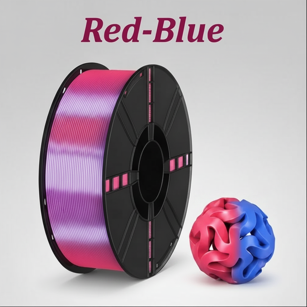 Premium Silk Dual-Color PLA 3D Printer Filament, 1.75mm, 1 kg (2.2 lb) Spools