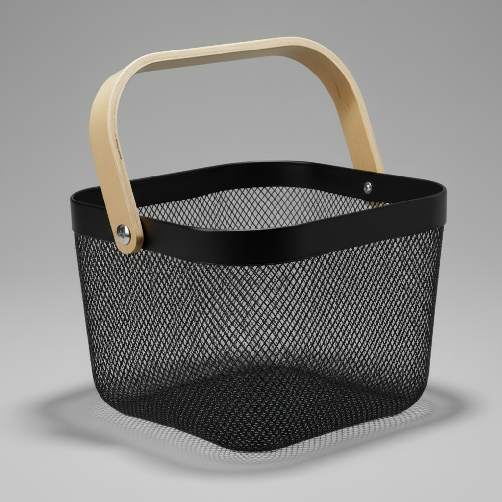 Eco-friendly Household Basket, 12qt, Wooden Handle