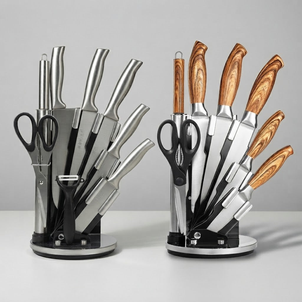 Kitchen Knives Set, Stainless Steel, 8pcs set, including Scissors, a Peeler, and a Sharpener