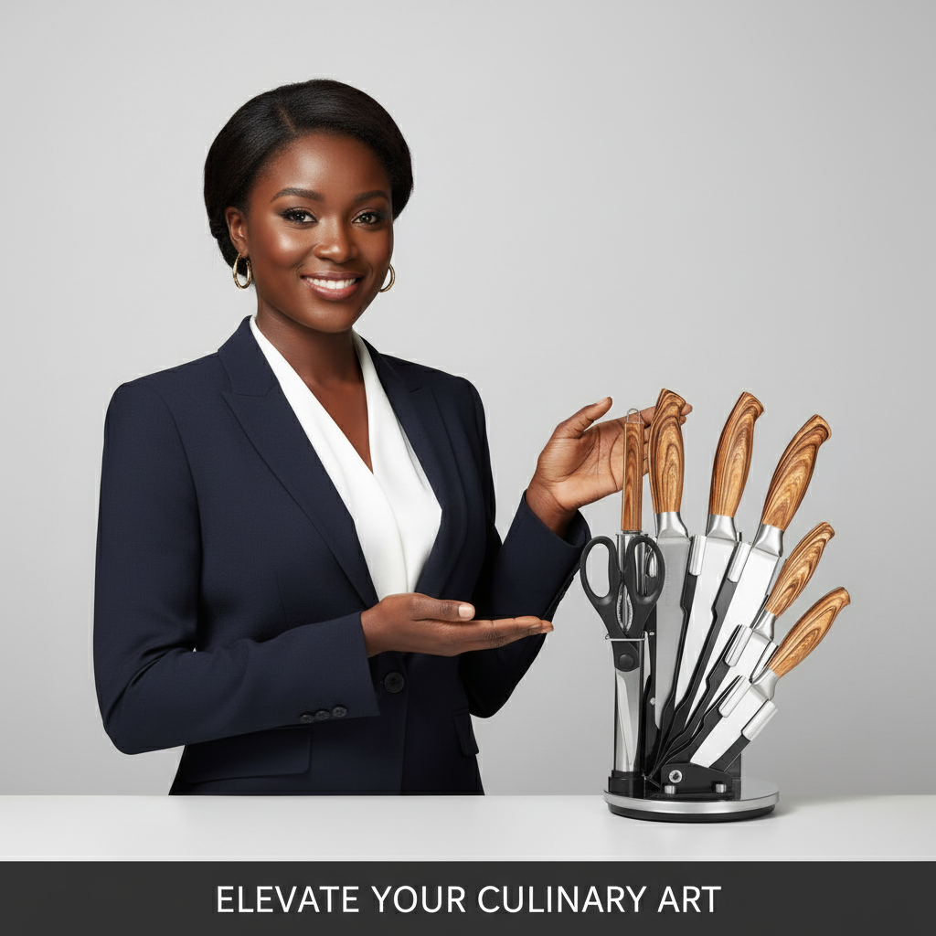 Kitchen Knives Set, Stainless Steel, 8pcs set, including Scissors, a Peeler, and a Sharpener
