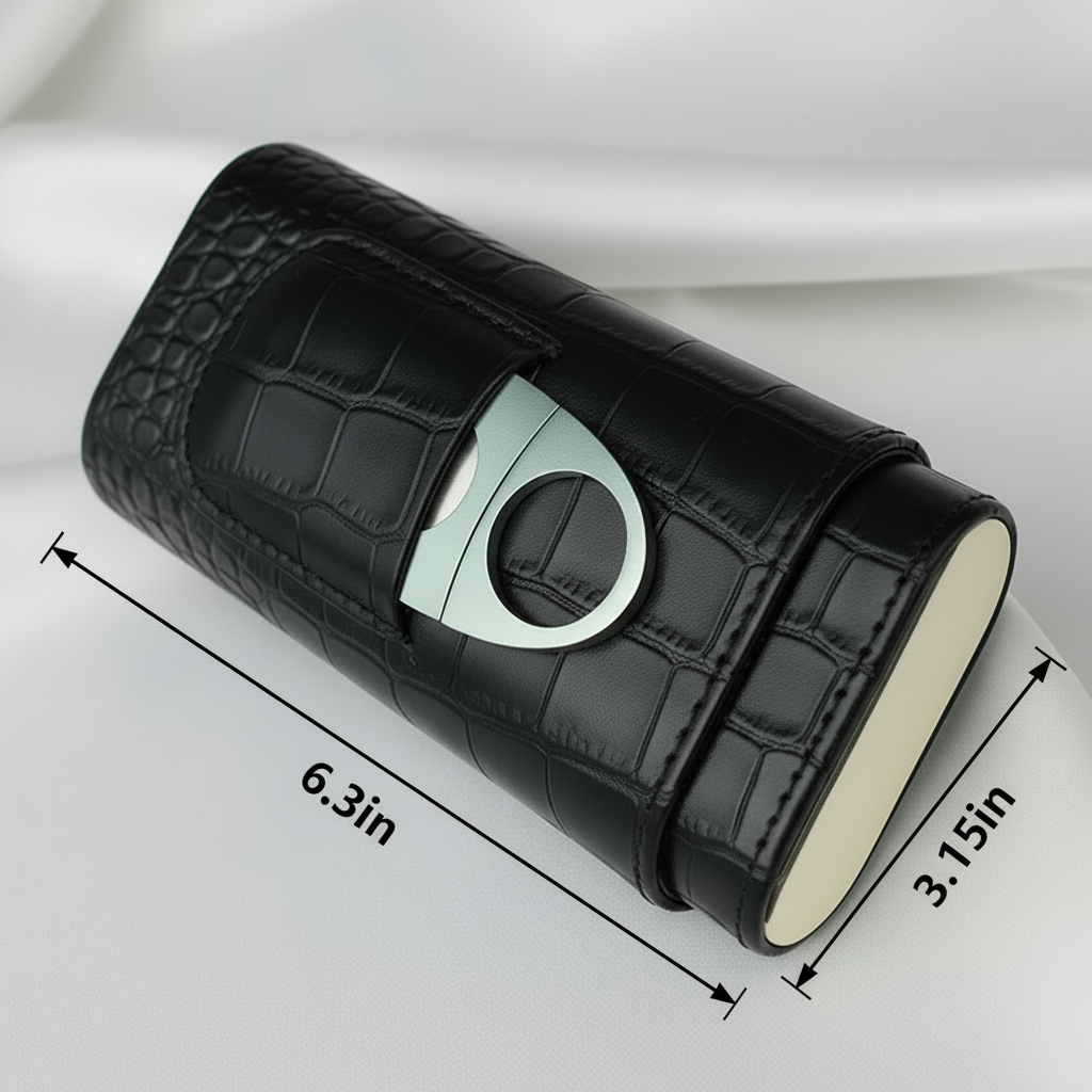 Portable Classic Crocodile Leather Pattern Cigar Case