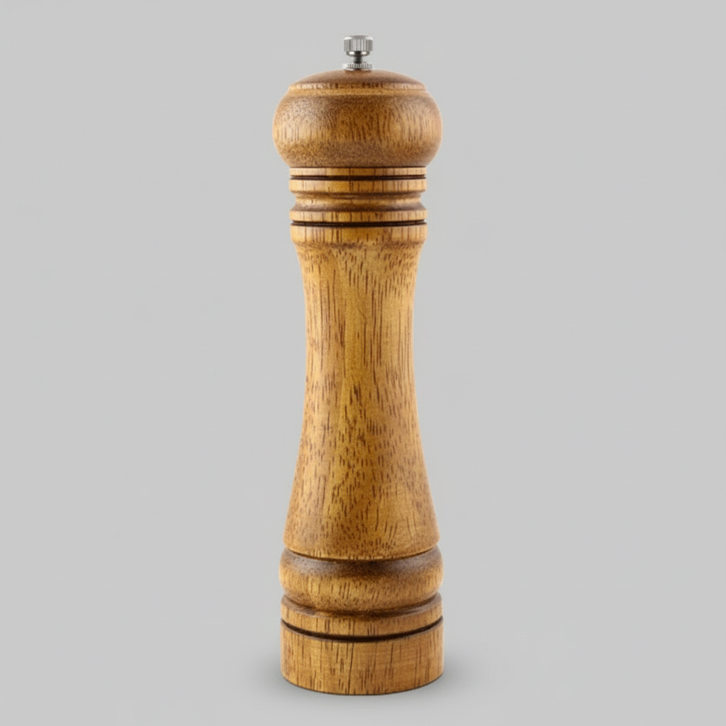 Classic Style Pepper Grinder, 8", Natural Rubberwood