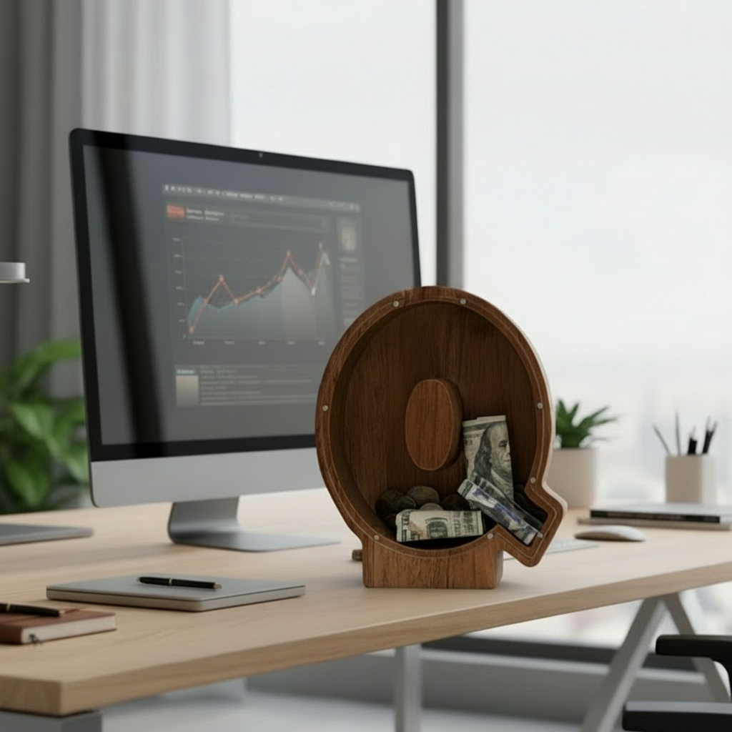 Alphabet Money Bank with Initial "Q", 9 inch tall