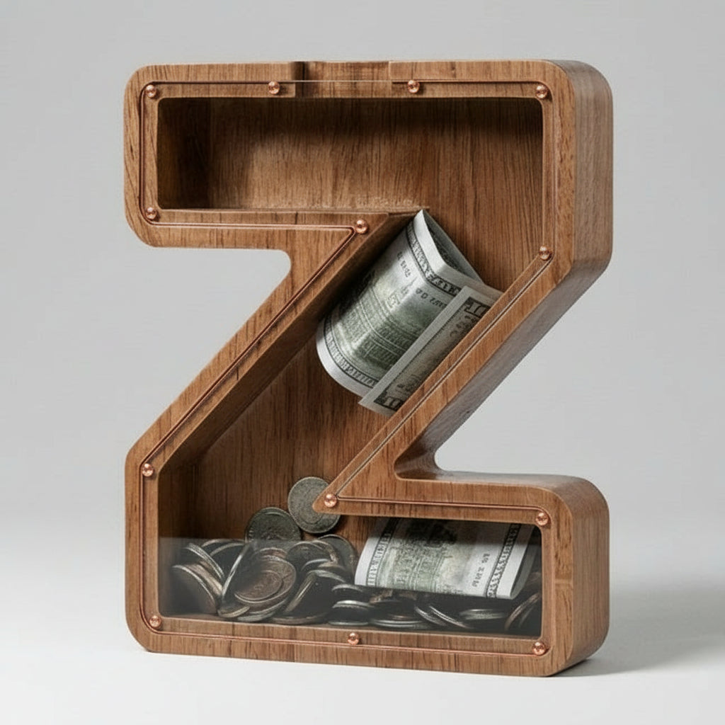 Alphabet Money Bank with Initial "Z", 9 inch tall
