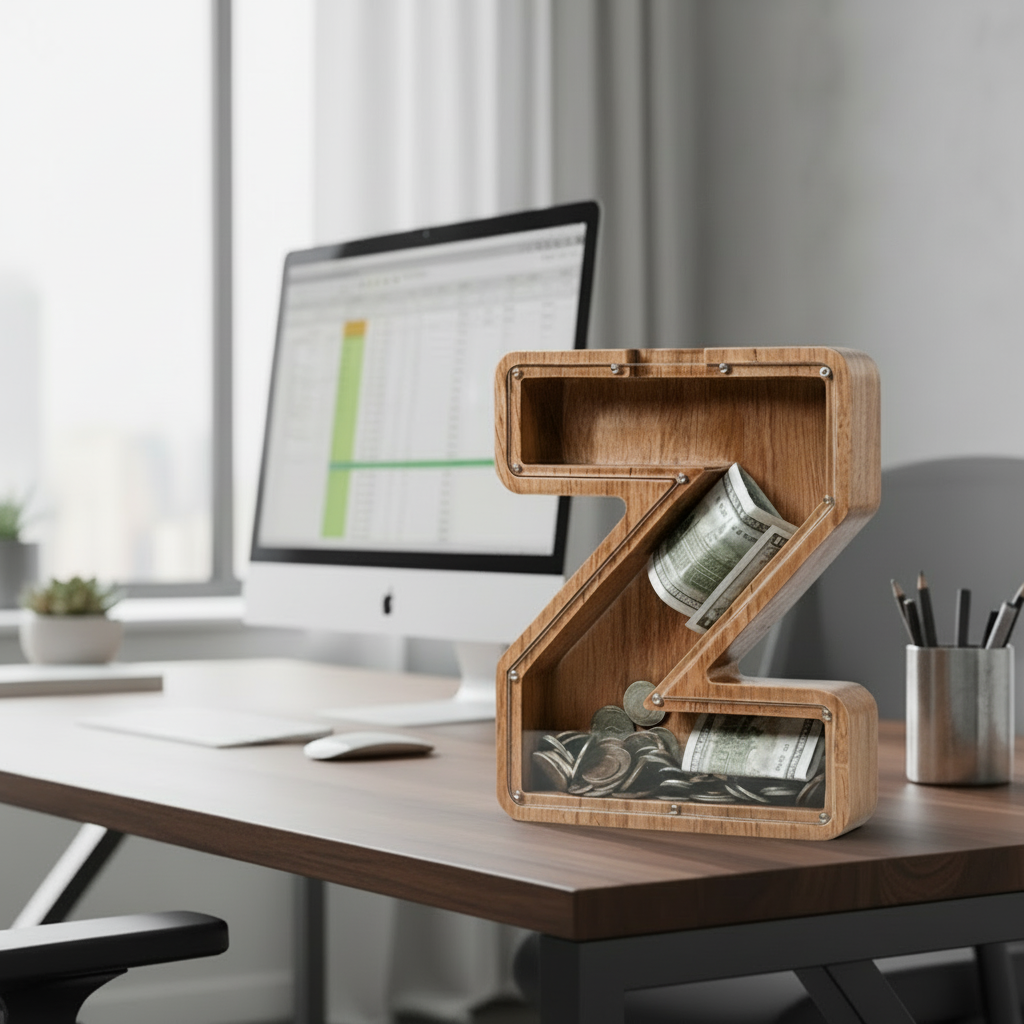 Alphabet Money Bank with Initial "Z", 9 inch tall