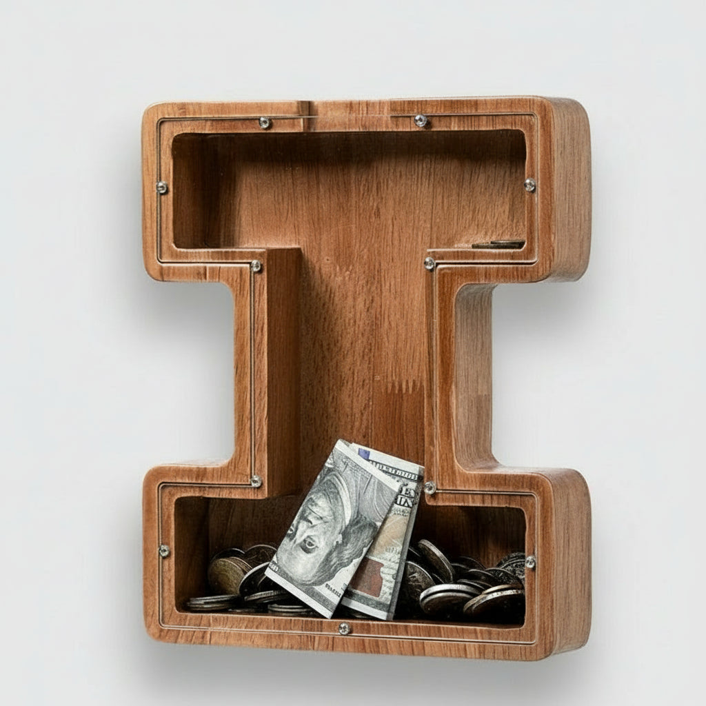 Alphabet Money Bank with Initial "I",  9 inch tall