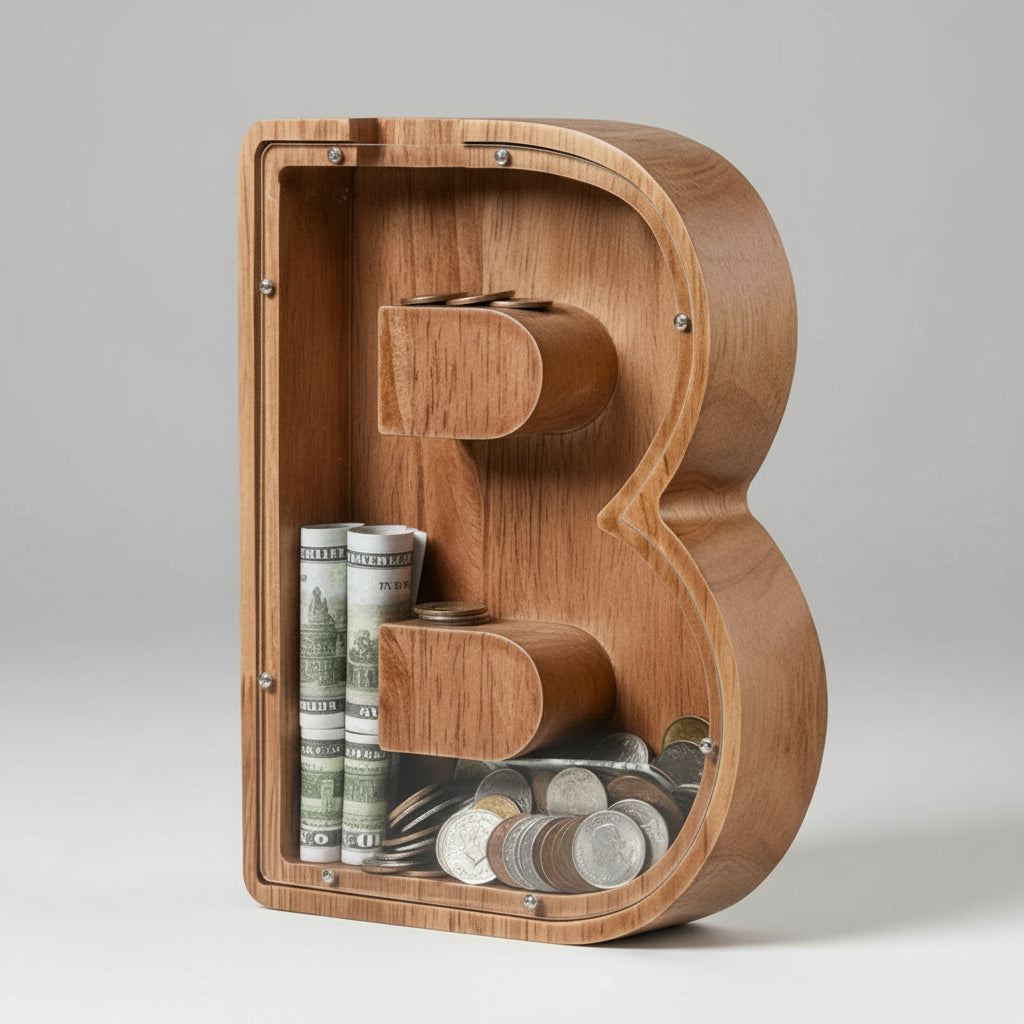 Alphabet Money Bank with Initial "B", 9 inch tall