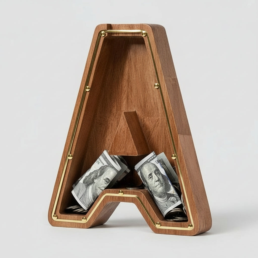 Alphabet Money Bank with Initial "A" 9 inch tall