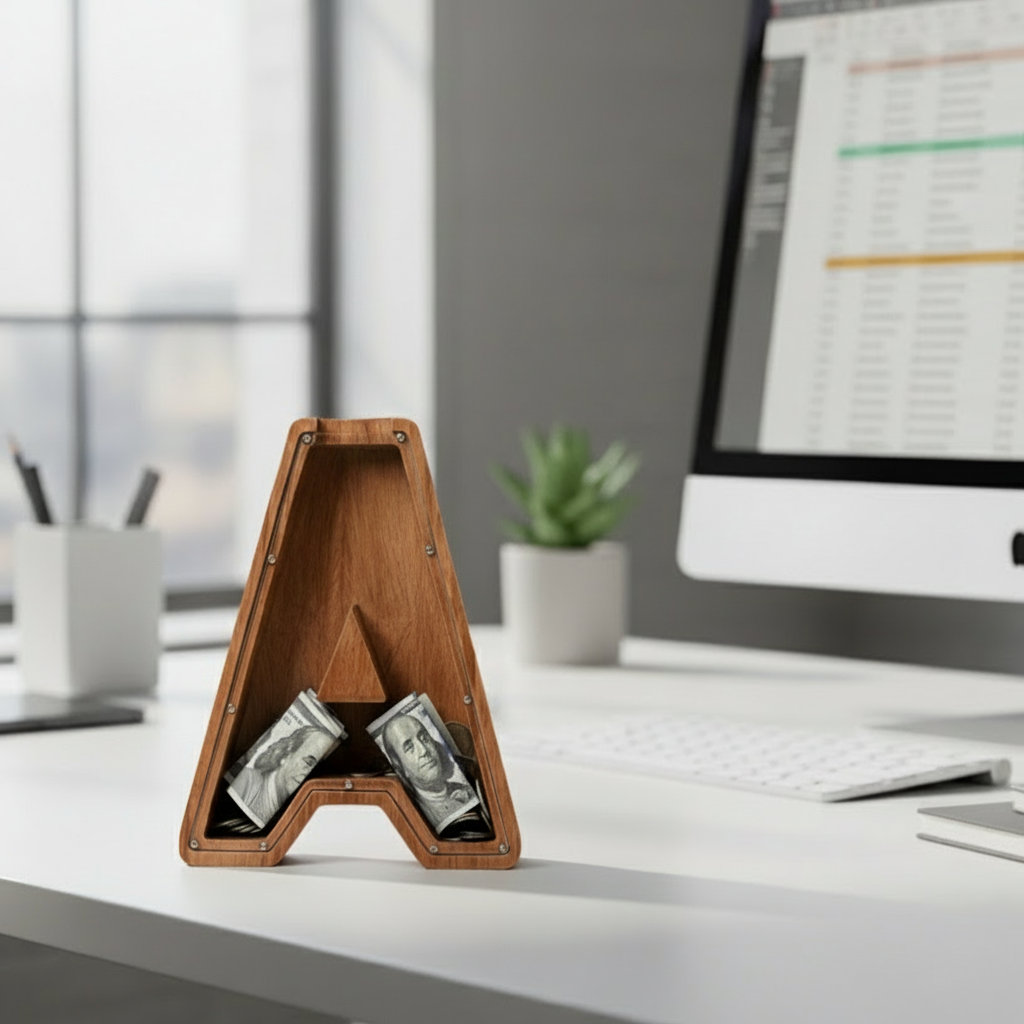 Alphabet Money Bank with Initial "A" 9 inch tall