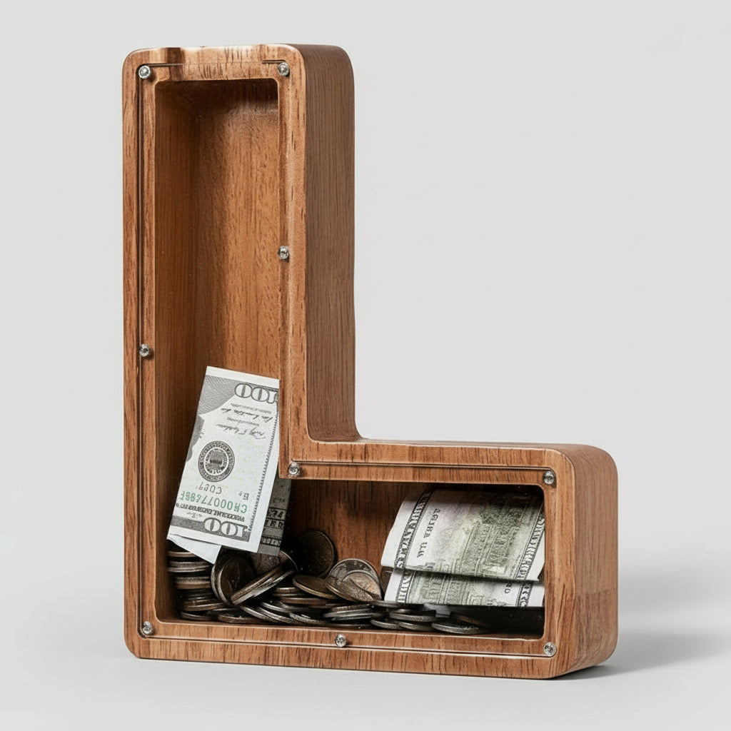 Alphabet Money Bank with Initial "L", 9 inch tall