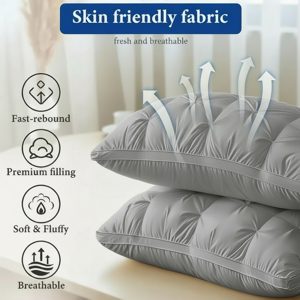 Modern Feather, Comfortable Pillow, Light Gray, Washable,  800g