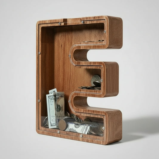 Alphabet Money Bank with Initial "E" 9 inch tall
