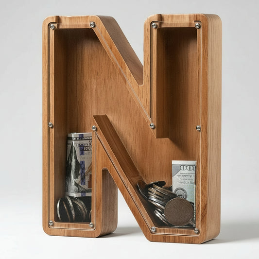 Alphabet Money Bank with Initial "N" 9 inch tall