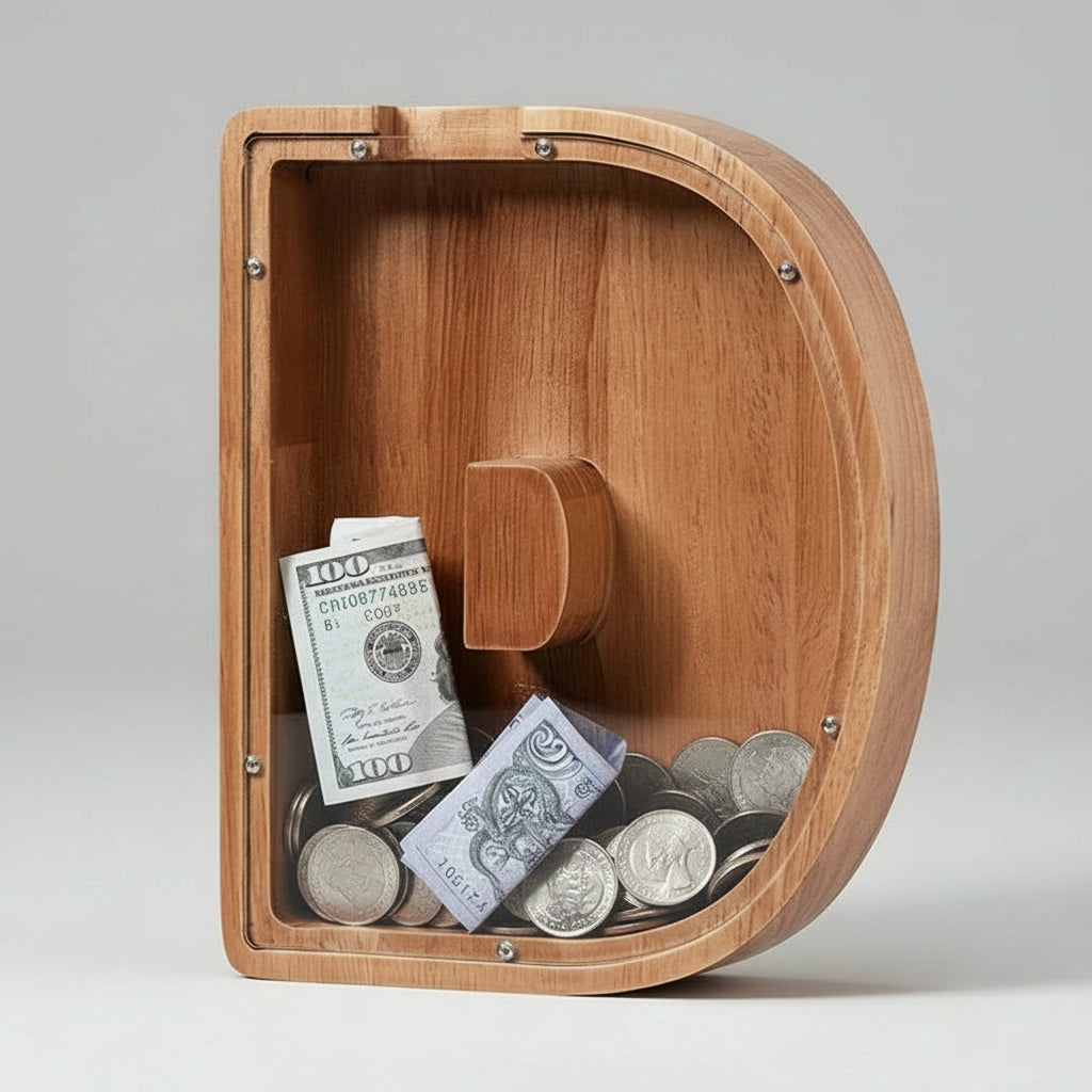 Alphabet Money Bank with Initial "D", 9 inch tall