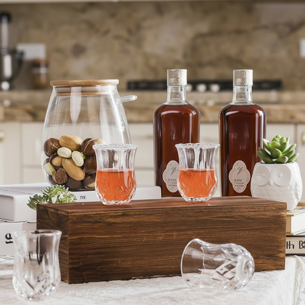 Crystal Shot Glass Set, 2.2 Oz, 4-pack in Wooden Gift box