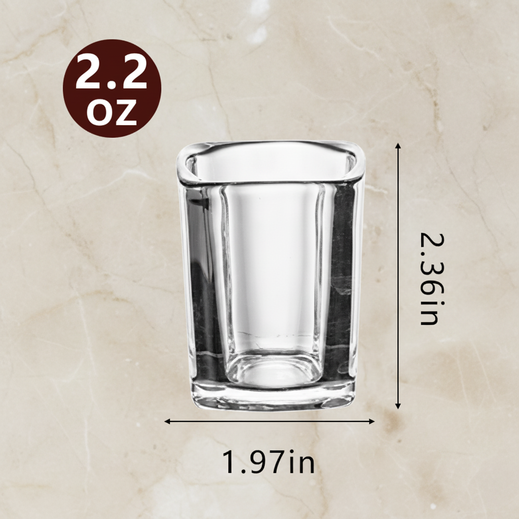 Square Shot Glass Set, 2.2 Oz, 4-pack in Wooden Gift box