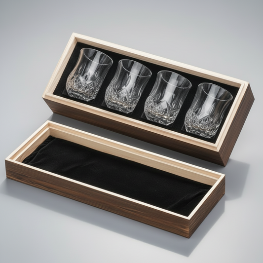 Crystal Shot Glass Set, 2.2 Oz, 4-pack in Wooden Gift box