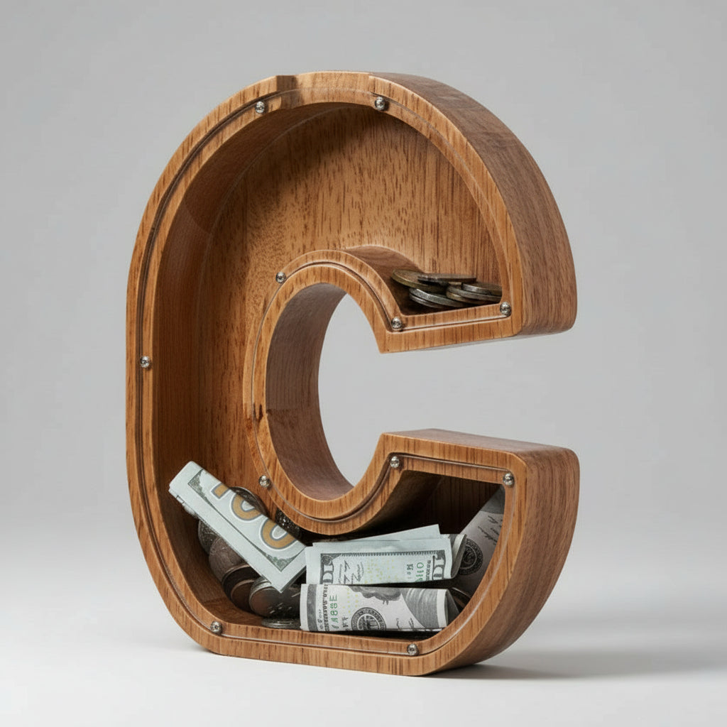 Alphabet Money Bank with Initial "C", 9 inch tall