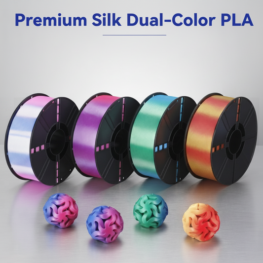 Premium Silk Dual-Color PLA 3D Printer Filament, 1.75mm, 1 kg (2.2 lb) Spools