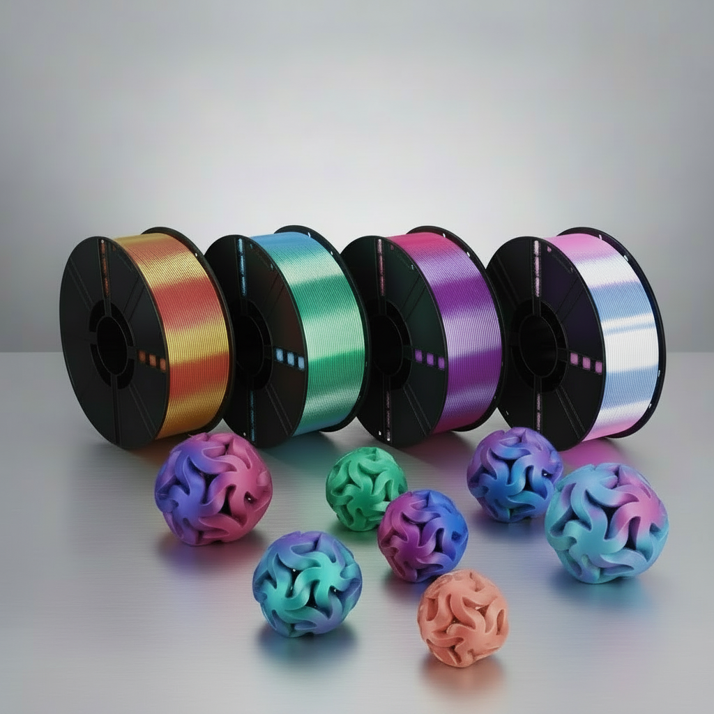 Premium Silk Dual-Color KELEIDI Brand PLA 3D Printer Filament, 1.75mm, 1 kg (2.2 lb) Spool