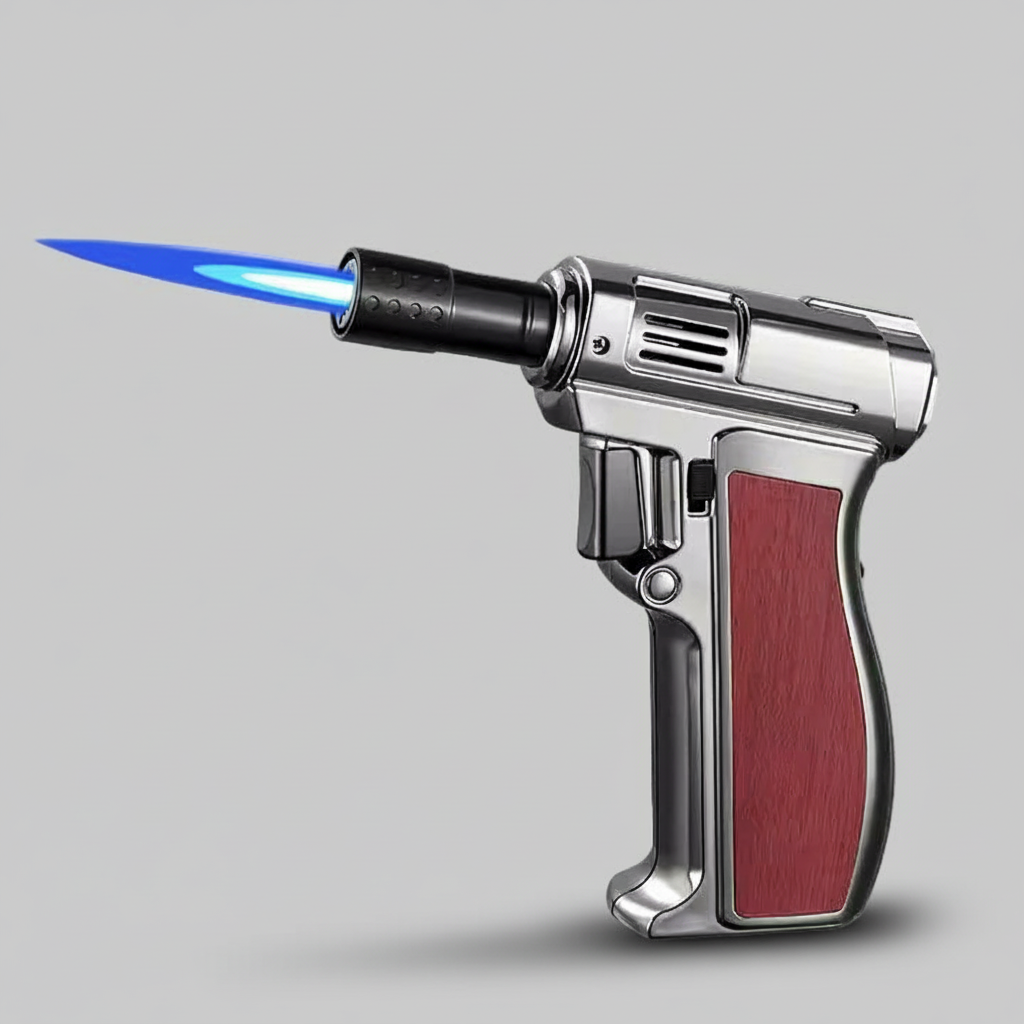 Butane Lighter Torch, Gray, Pistol-grip Handle