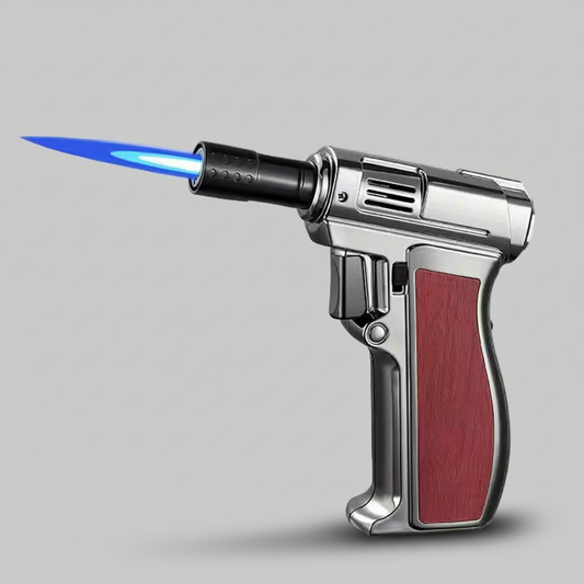 Butane Lighter Torch, Gray, Pistol-grip Handle