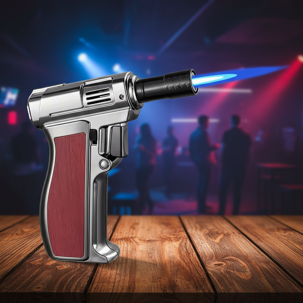 Butane Lighter Torch, Gray, Pistol-grip Handle