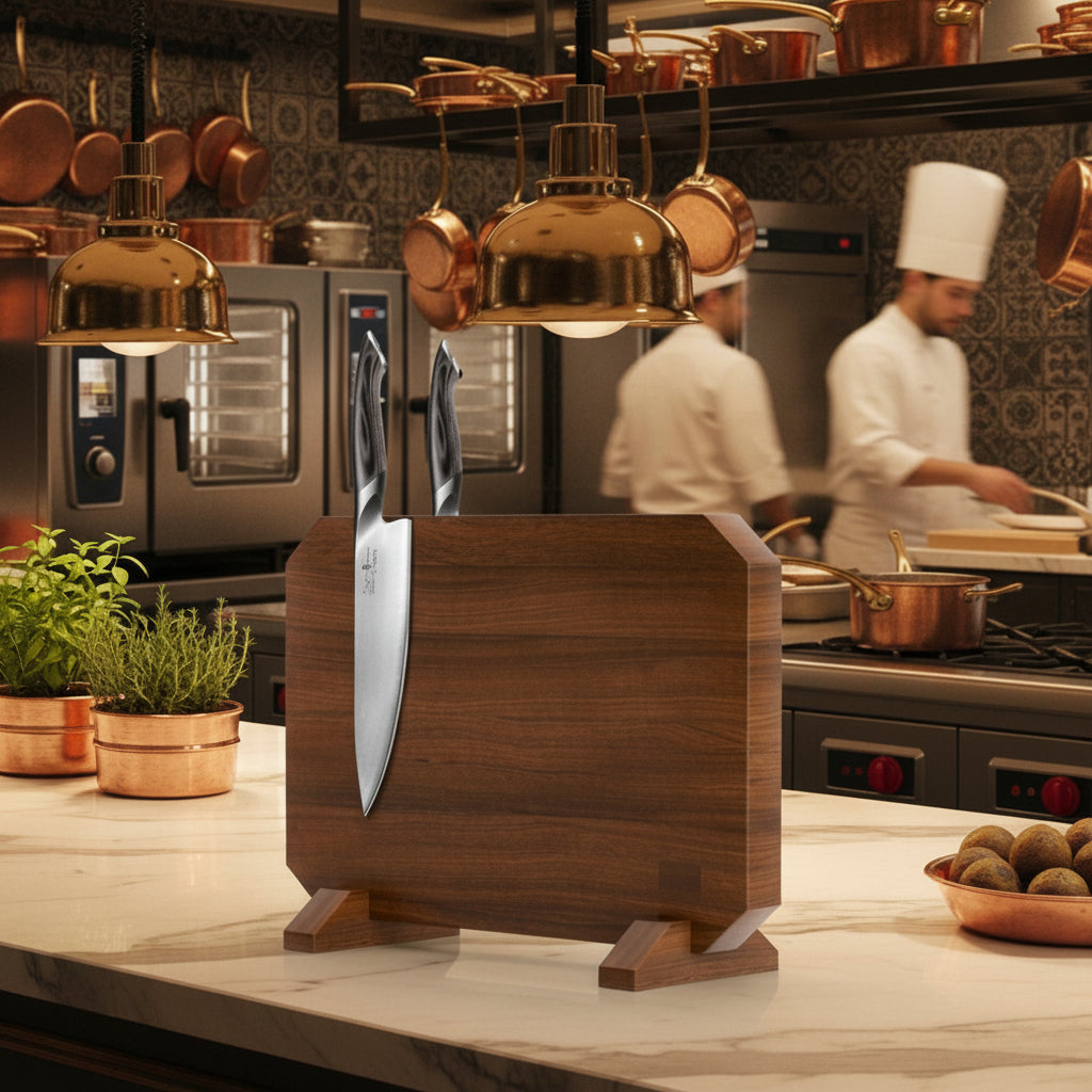 Magnetic Knife Block Thickened Acacia, 14x10 Inches