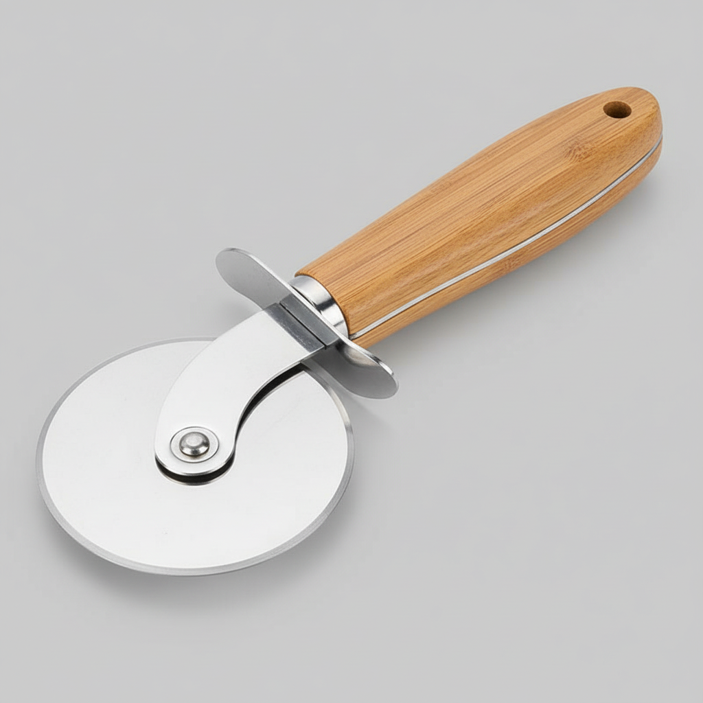 Pizza Wheel Knife, Premium Wooden Handle