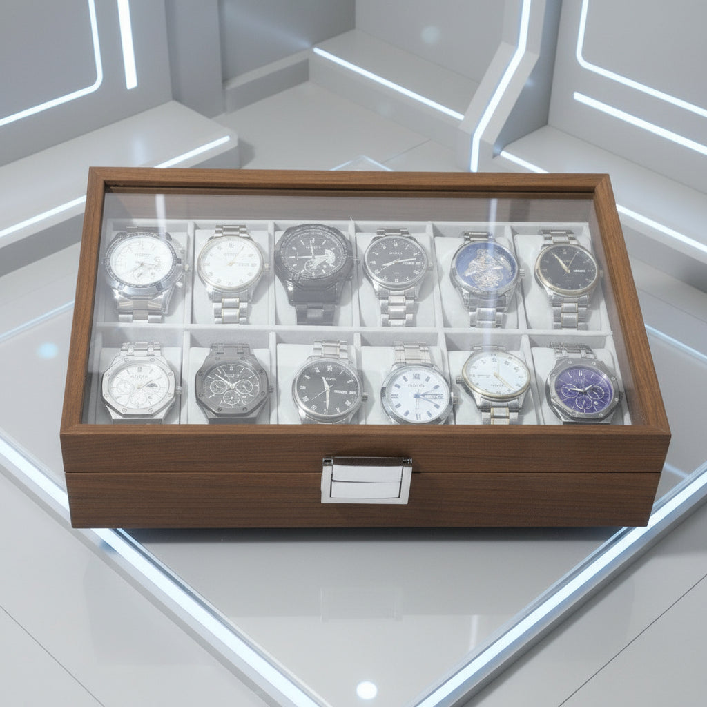 Watch Storage/Display Box, Natural Rubberwood