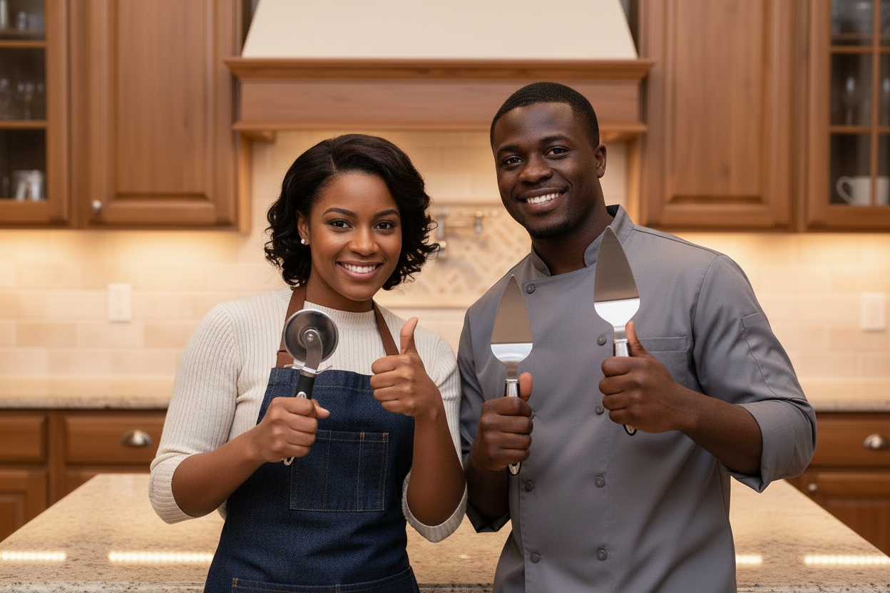 Rolling Pizza Cutter/Spatula Tool Set, Stainless Steel