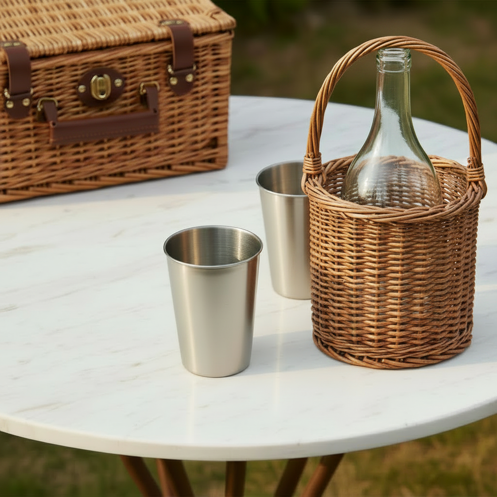 Stainless Steel Shot Glass Set with Leather Carrying Case (180 ml / 6 Oz)