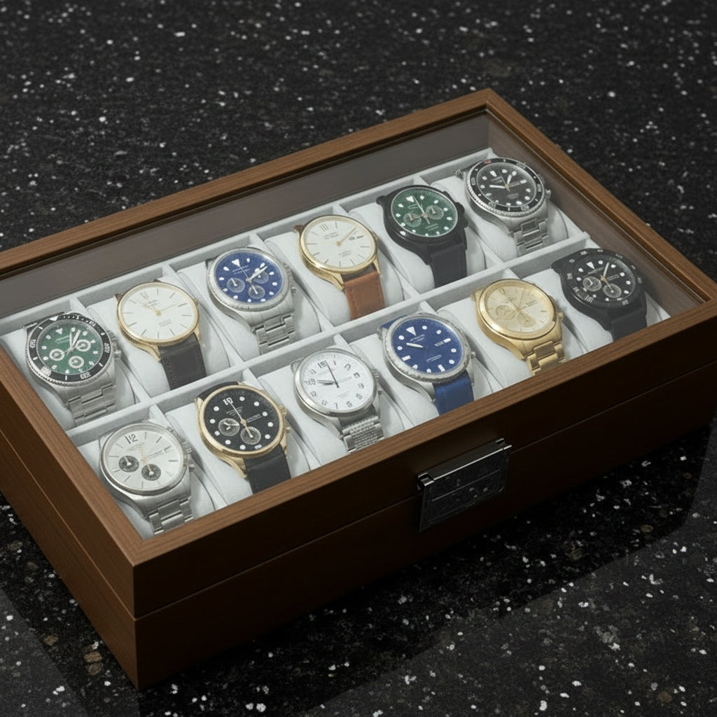 Watch Storage/Display Box, Natural Rubberwood