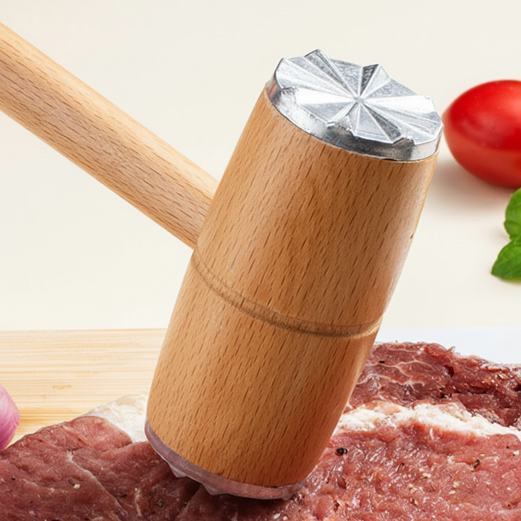 Dual-Sided Wooden Meat Mallet / Tenderizer