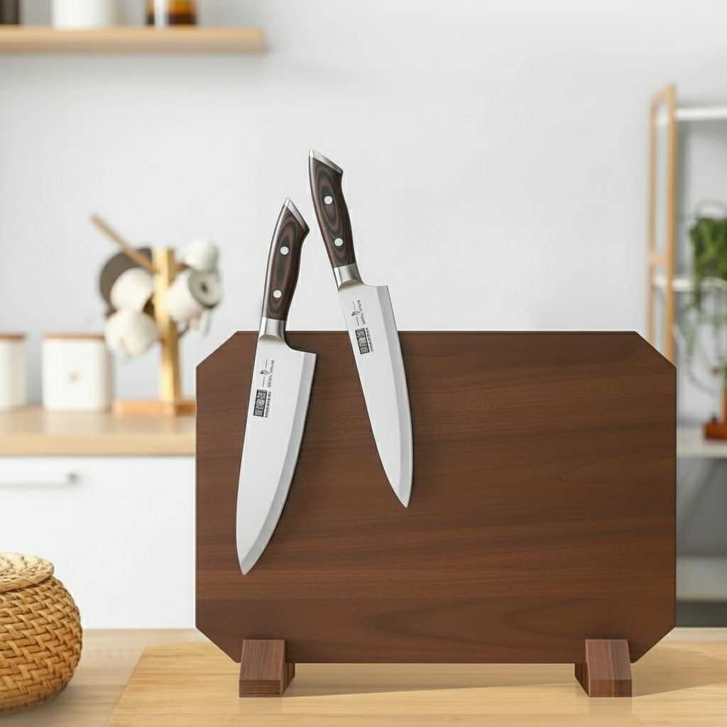Magnetic Knife Block Thickened Acacia, 14x10 Inches