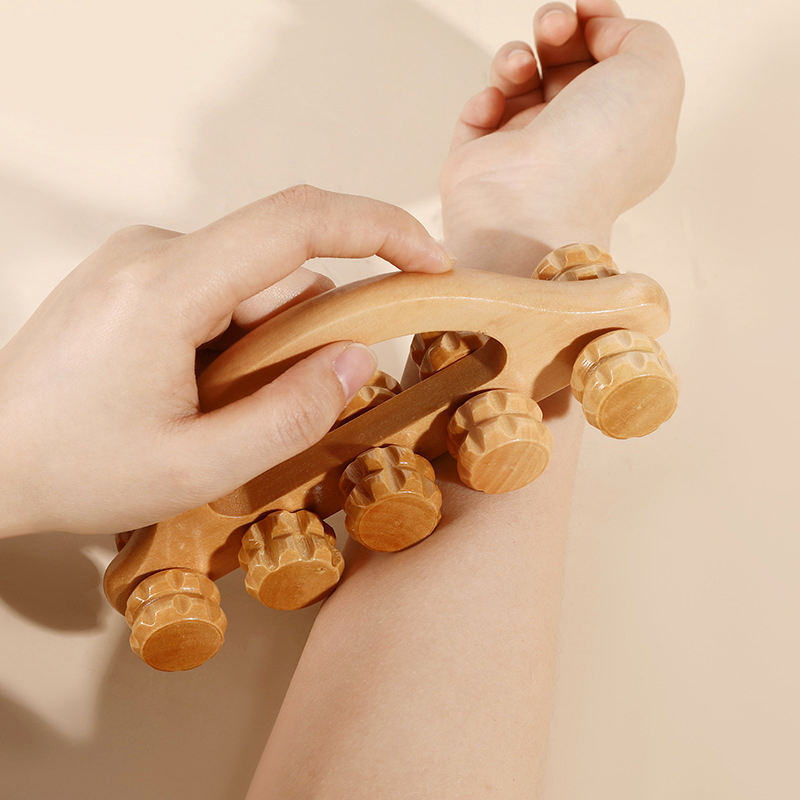 Lymphatic Drainage Massager, Hemu Hardwood,  10 Rollers