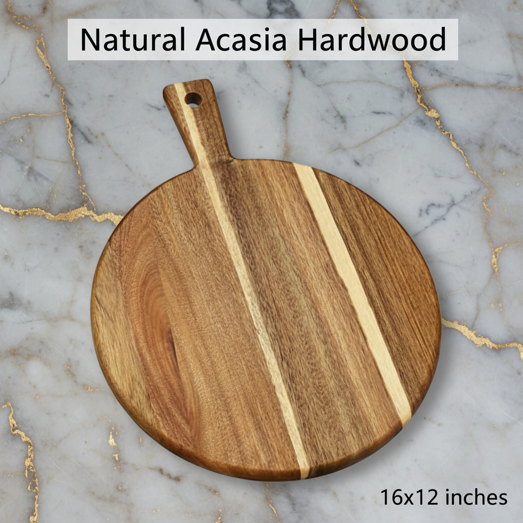 Round Cutting/Serving Board, Acacia Wood, 16x12"