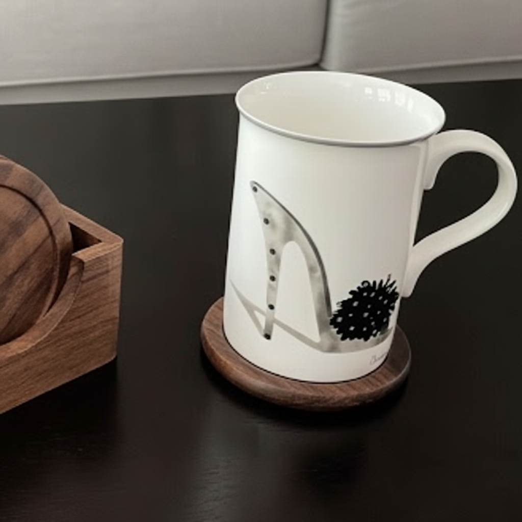 Wooden Coasters, Acacia Hardwood, 7 pcs with Holder