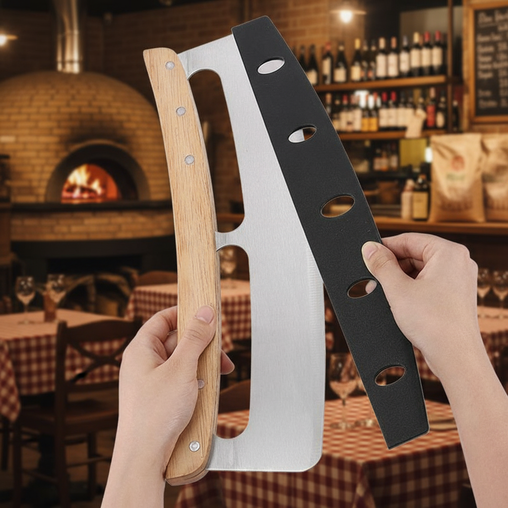 Pizza Cutter, 14 inches Blade, Premium Wooden Handle
