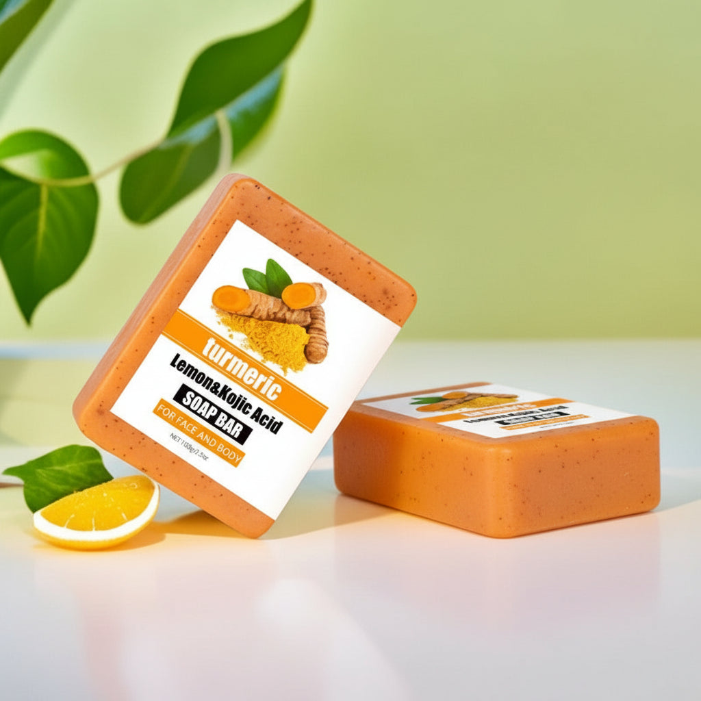 Turcuma Kojic acid Handmade Soap with Lemon Scrub, 100g